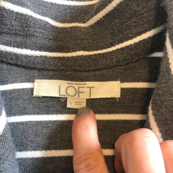 Ann Taylor LOFT grey w/white stripe blazer - Picture 4 of 6